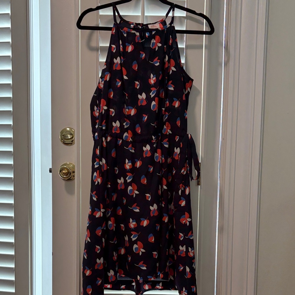 Pixley Floral Midi Dress - Black, Red, White